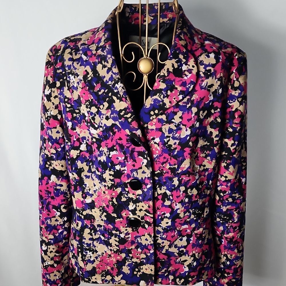 Le Suit Size 10 Women's Multicolor Abstract Print Jacket
